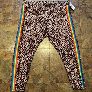 Leopard Print Torrid Women’s Size 3X Leggings with Rainbow Stripes